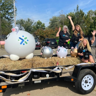 Albany bankers on a bank float