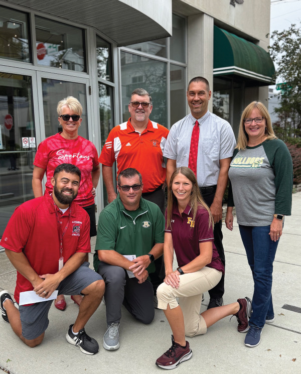 Athens County high school athletic directors with bankers.